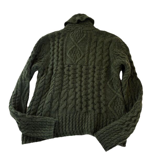 Polo Ralph Lauren Cable Knit Cowl Neck Green Sweater Wool/Alpaca Fits Medium - Picture 6 of 14